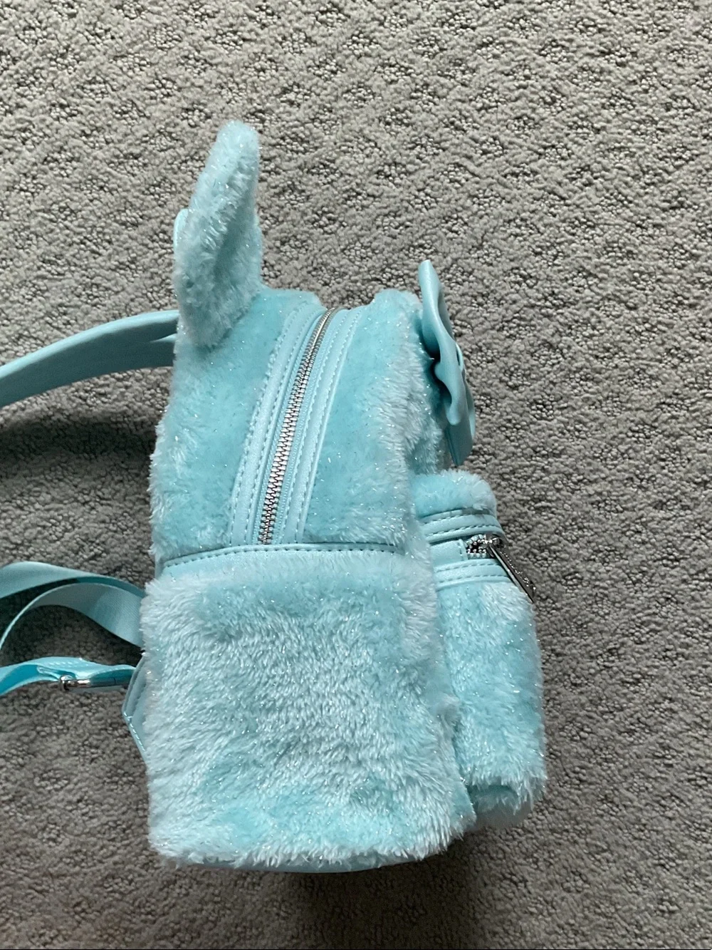 Loungefly Mint Plush Bear-Ear Kids Mini Backpack with Bow